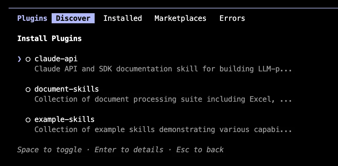 Anthropic 官方的 Marketplace 提供了三個 plugins